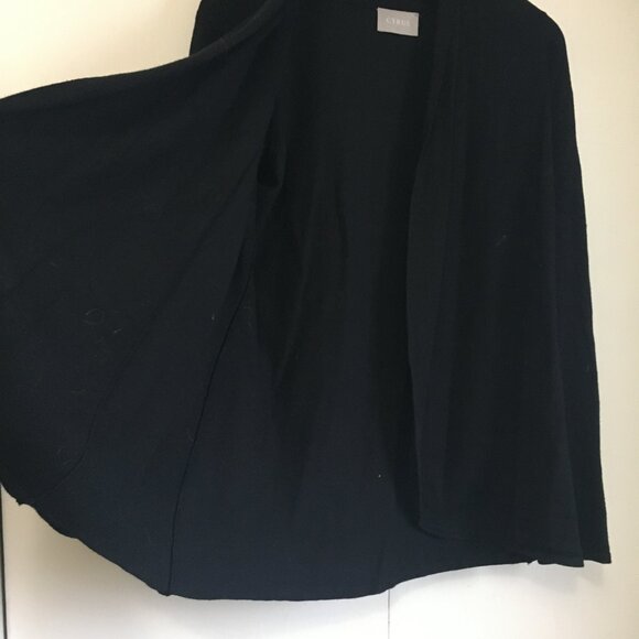 Cyrus Black Rayon Open Cardigan Size Large | Rounded Hem Career Wear Sweater - Picture 7 of 10